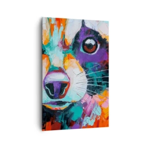 Impression sur toile - Image sur toile - Un portrait coloré d'un raton laveur dans le style d'une peinture expressive. - 80x120cm - Uniquement de belles émotions - Décoration murale moderne pour le salon et la chambre ARTTOR