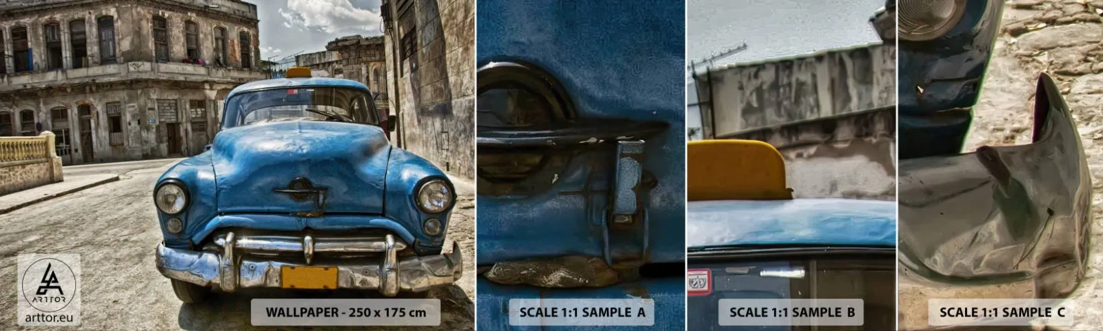 Échantillon De Papier Peint Standard Eco - L'ancien est beau - Automobile, Voiture, Taxi - 100x30 cm