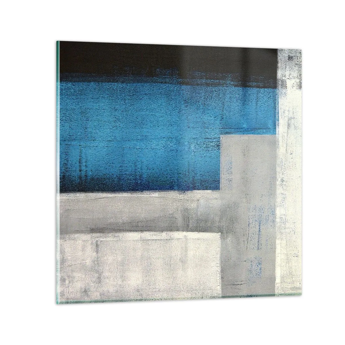 Impression sur verre - Image sur verre - Une composition poétique de gris et de bleu - 30x30 cm