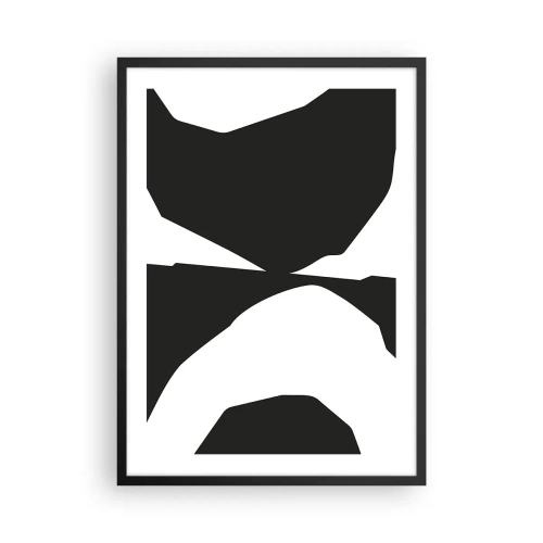 Affiche dans un cadre noir - Poster - Composition abstraite en noir et blanc - 50x70cm - Positif négatif - Décoration murale moderne pour le salon et la chambre ARTTOR