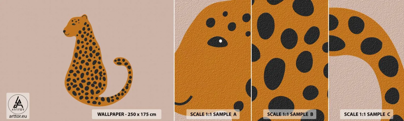 Échantillon de Papier Peint Autocollant Deluxe Sticker - La panthère est un motif à la mode - Pour les enfants, Panthère, Animaux - 100x30 cm