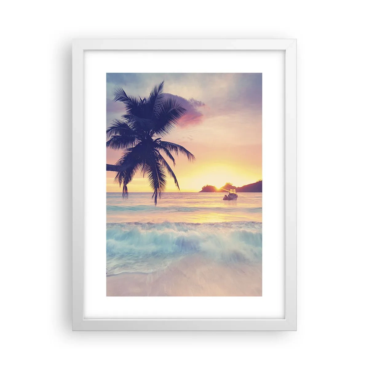 Affiche dans un cadre blanc - Poster - Une soirée à la baie - 30x40 cm