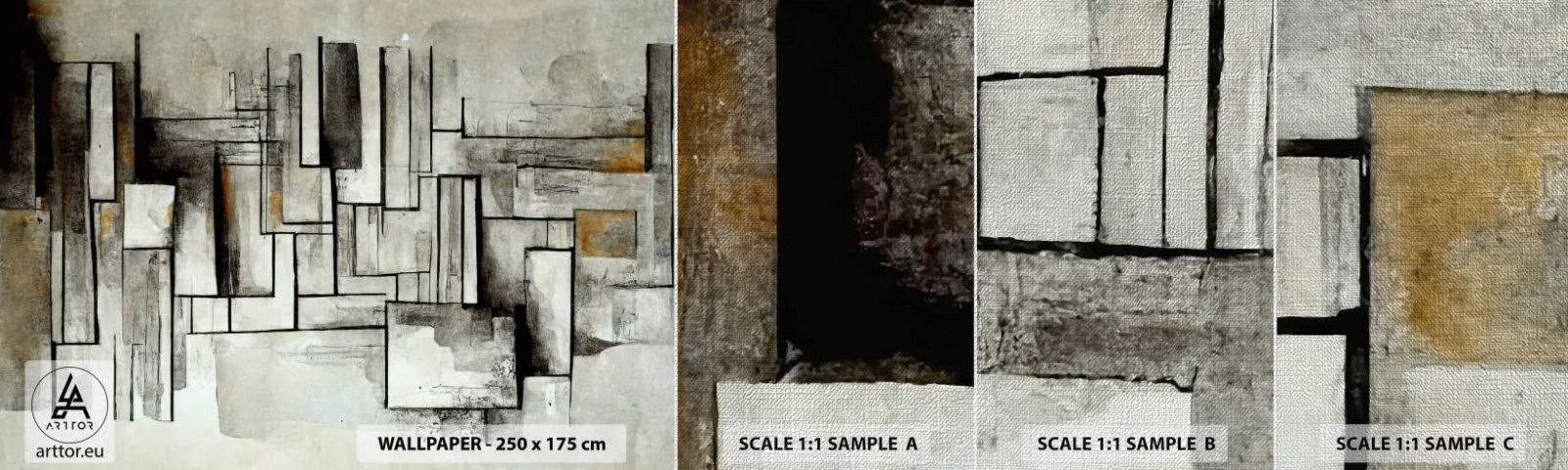 Échantillon de Papier Peint Premium Canvas - Le pouvoir de la simplicité - Morceau, Vieilli, Tirets - 100x30 cm