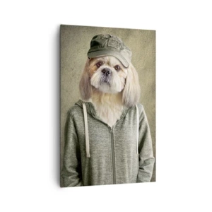 Impression sur toile - Image sur toile - Portraits stylisés d'un lion, d'un chien et d'un éléphant dans des vêtements élégants - 80x120cm - je préfère plus détendu - Décoration murale moderne pour le salon et la chambre ARTTOR