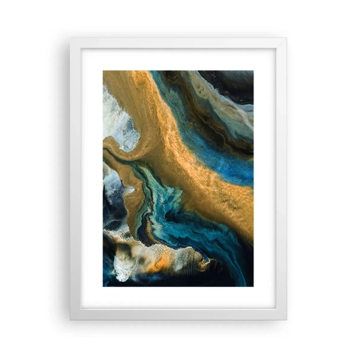 Affiche dans un cadre blanc - Poster - Bleu - jaune - influences mutuelles - 30x40 cm