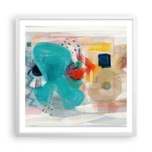 Affiche dans un cadre blanc - Poster - Jeu de couleurs - 60x60 cm