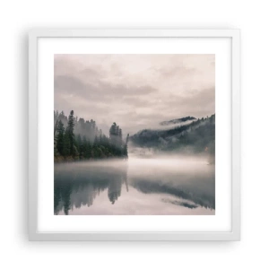 Affiche dans un cadre blanc - Poster - Reflet dans le brouillard - 40x40 cm
