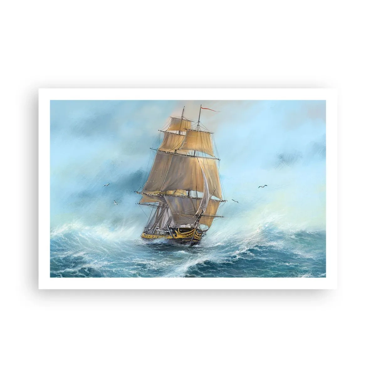 Affiche - Poster - Se précipitant sur les vagues - 91x61 cm