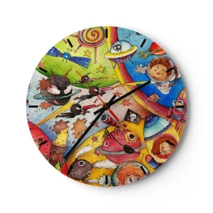 Horloge murale - Pendule murale - Grande aventure spatiale - 40x40 cm