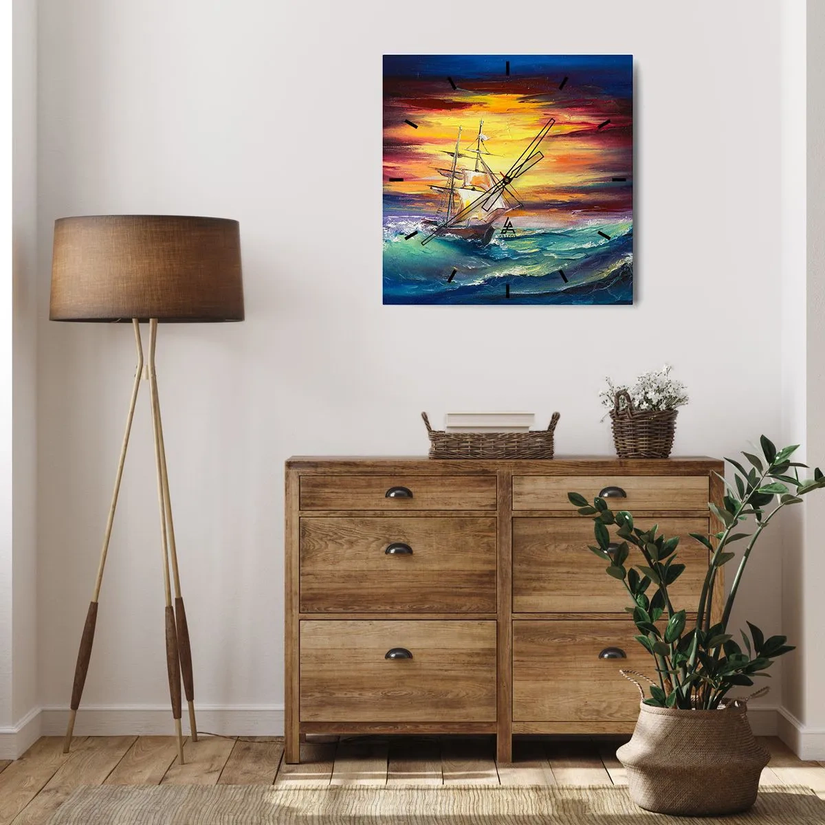 Horloge murale - Pendule murale - Courageusement sous les vagues - 40x40 cm