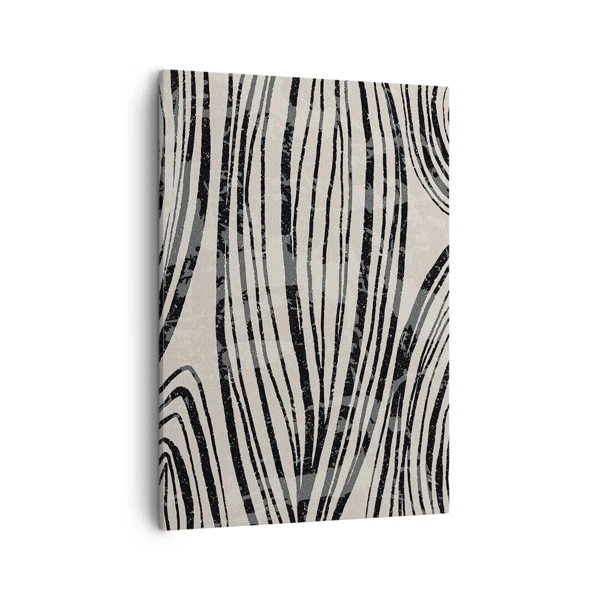 Impression sur toile - Image sur toile - Vagues abstraites dans des tons noirs et blancs - 50x70cm - Ligne de marécage - Décoration murale moderne pour le salon et la chambre ARTTOR