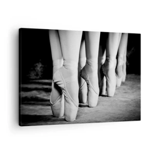 Impression sur toile - Image sur toile - Photo en noir et blanc des chaussures de ballet des danseurs - 70x50cm - Ensemble, simple - Décoration murale moderne pour le salon et la chambre ARTTOR