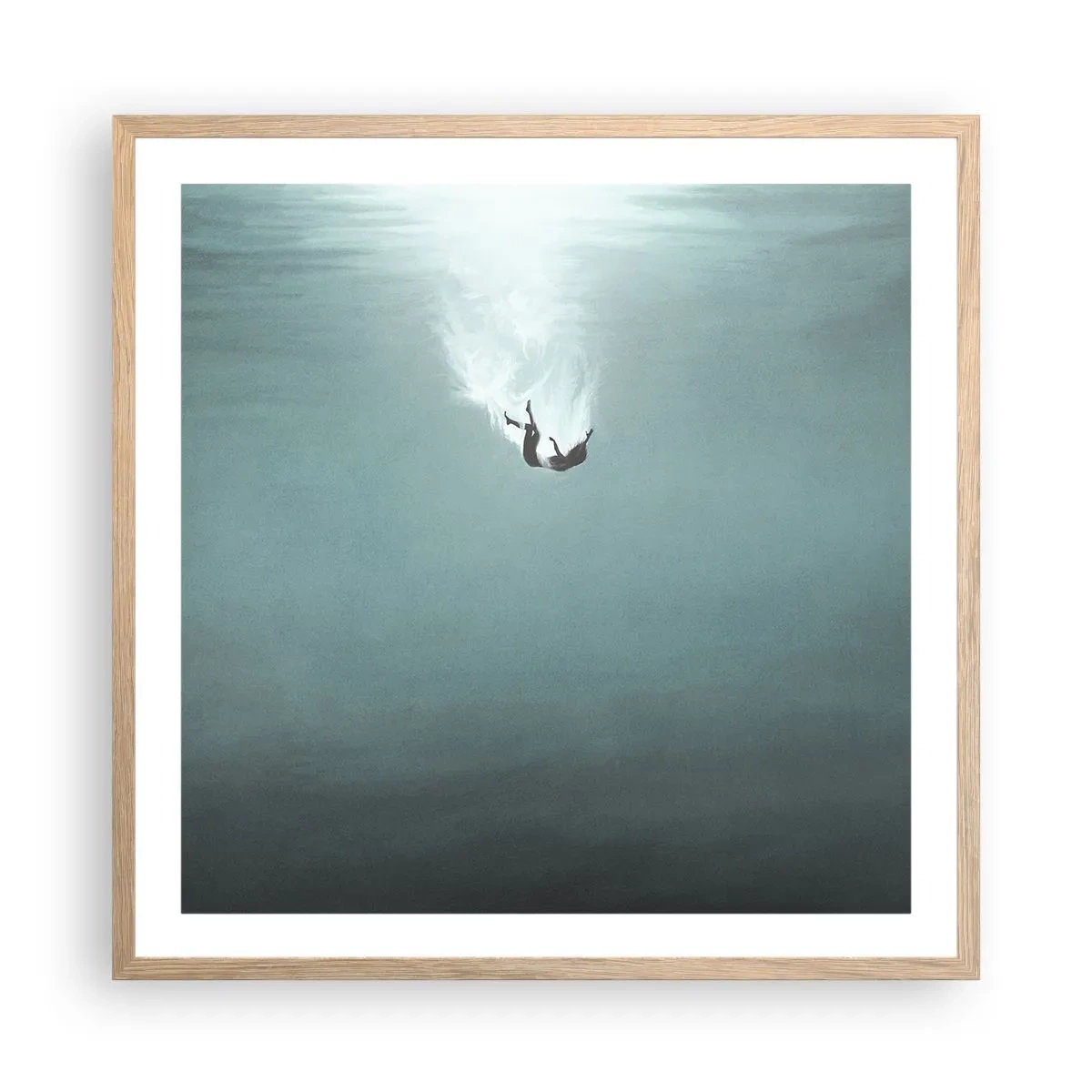 Affiche dans un chêne clair - Poster - Dans les bras de l'océan - 60x60 cm