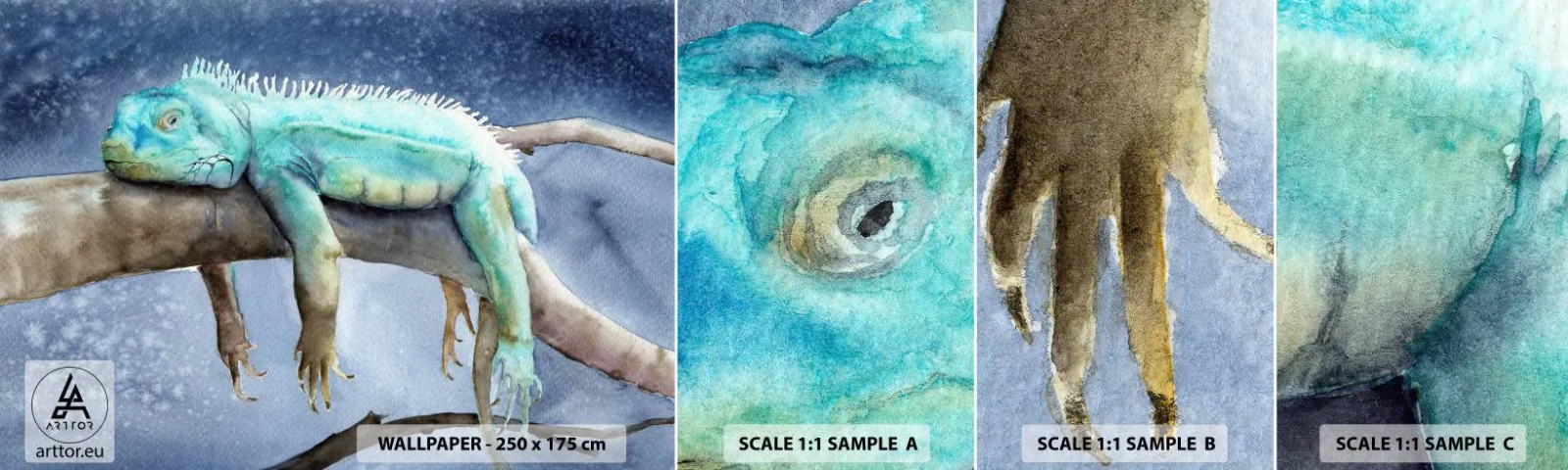 Échantillon de Papier Peint Autocollant Deluxe Sticker - Tout va bien! - Caméléon, Animal, Paresse - 100x30 cm