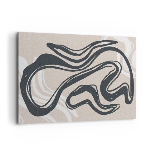 Impression sur toile - Image sur toile - Lignes abstraites dans des tons sombres sur fond beige - 100x70cm - Expression multipliée - Décoration murale moderne pour le salon et la chambre ARTTOR