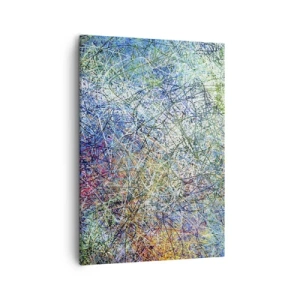 Impression sur toile - Image sur toile - Composition abstraite avec des lignes et des textures multicolores - 50x70cm - Ce n'est pas si simple - Décoration murale moderne pour le salon et la chambre ARTTOR
