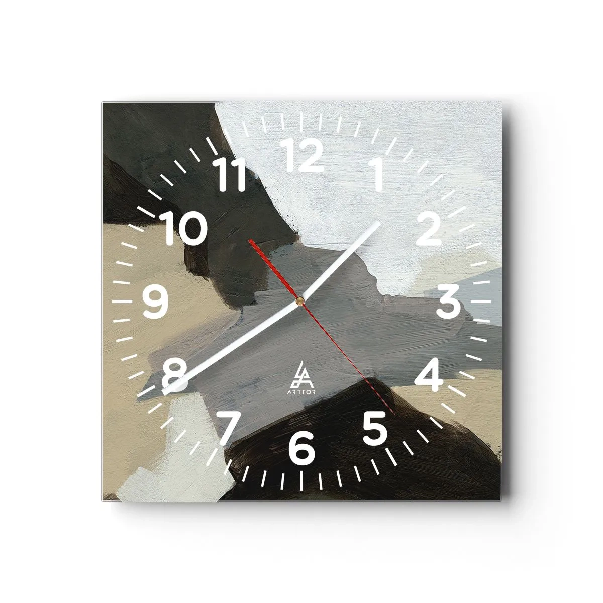 Horloge murale - Pendule murale - Abstraction : le carrefour du gris - 30x30 cm