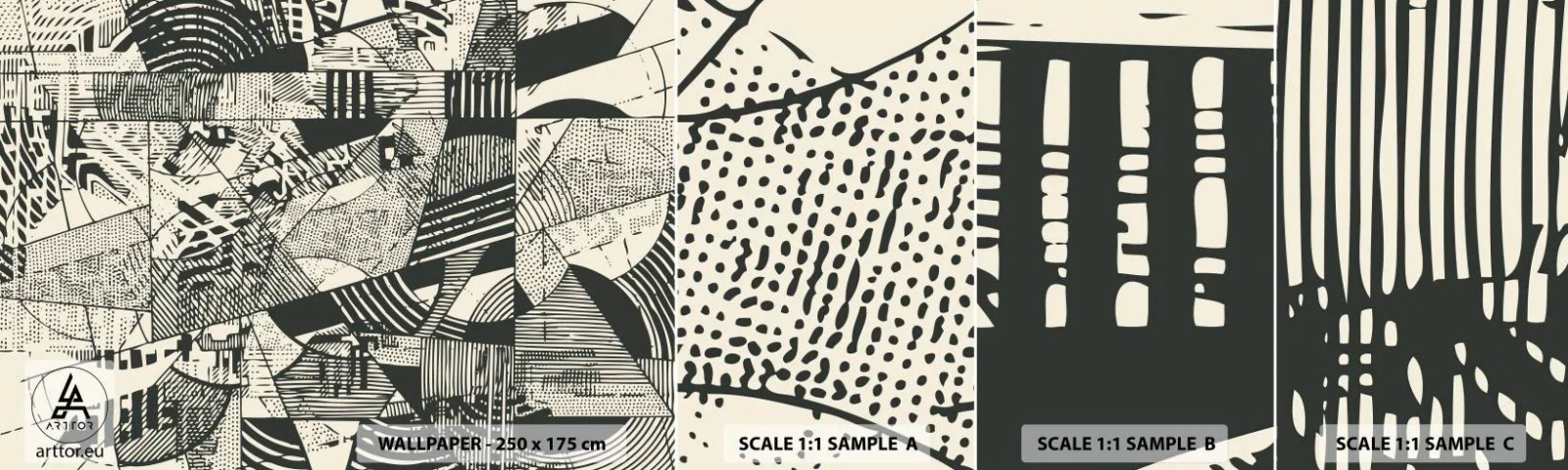 Échantillon de Papier Peint Autocollant Deluxe Sticker - Dynamique du modernisme - Abstraction, Ancien, Graphique - 100x30 cm