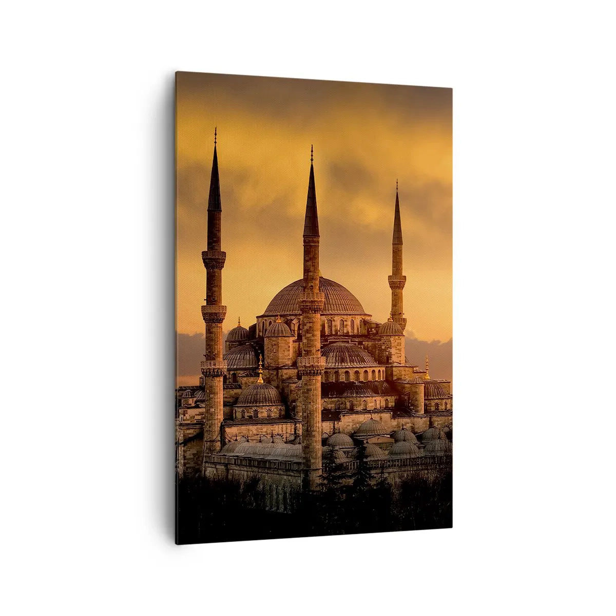 Impression sur toile - Image sur toile - La mosquée au coucher du soleil aux couleurs chaudes - 80x120cm - Dieu est grand - Décoration murale moderne pour le salon et la chambre ARTTOR