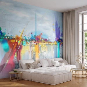 Papier Peint Photo Premium Canvas - Pont de joie sur le fleuve de la vie - Abstraction, Morceau, Surréalisme - 200x140 cm