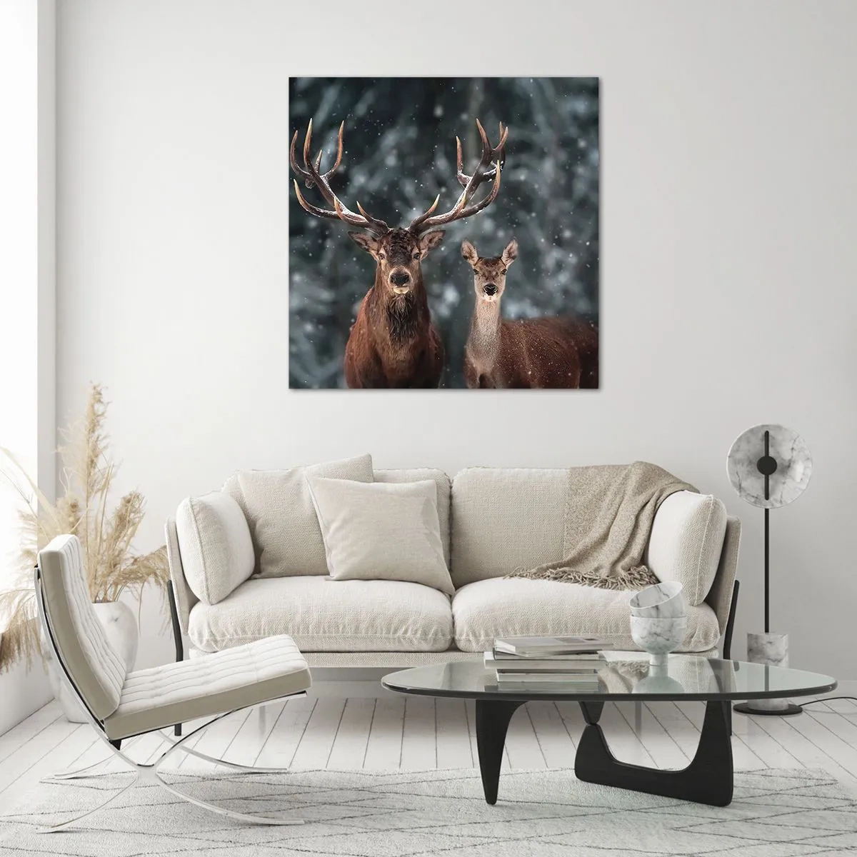 Impression sur verre - Image sur verre - Le roi de la forêt avec sa femme - 40x40 cm