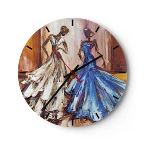 Horloge murale - Pendule murale - Deux femmes en robes artistiques et picturales - 30x30cm - Un duo reconnaissant - Décoration murale moderne pour le salon, la cuisine et la chambre ARTTOR