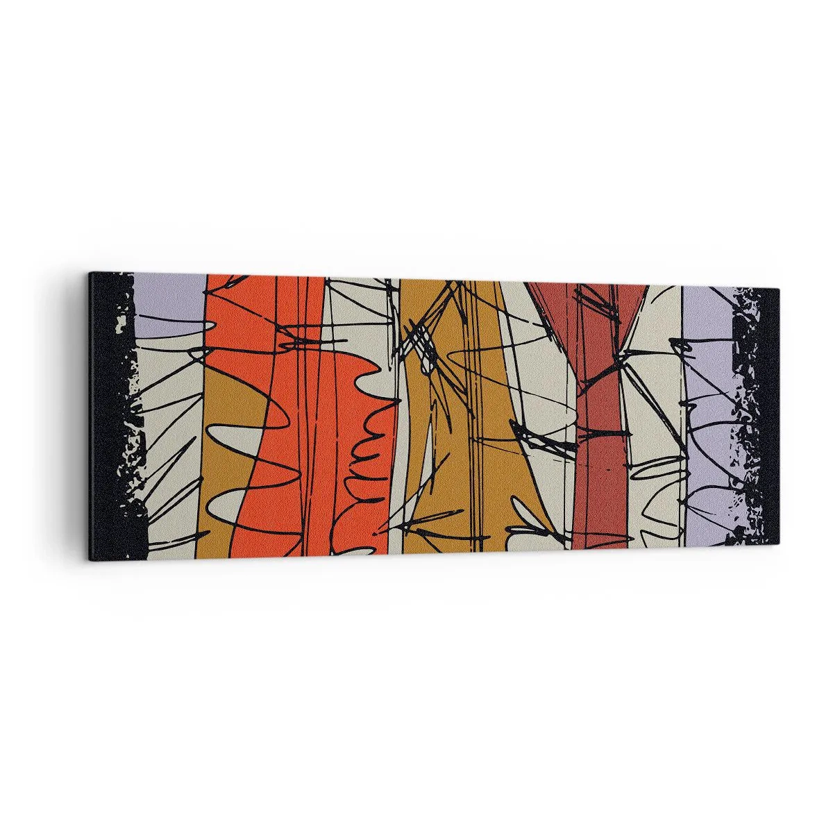 Impression sur toile - Image sur toile - Composition abstraite aux couleurs intenses - 140x50cm - Composition spontanée - Décoration murale moderne pour le salon et la chambre ARTTOR