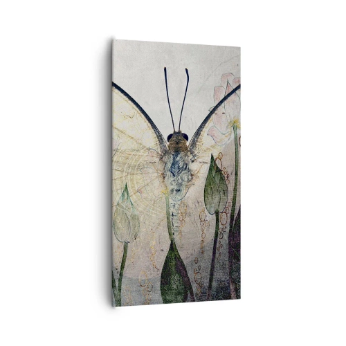 Impression sur toile - Image sur toile - "Où est le papillon qui se balance sur l'herbe" - 65x120 cm