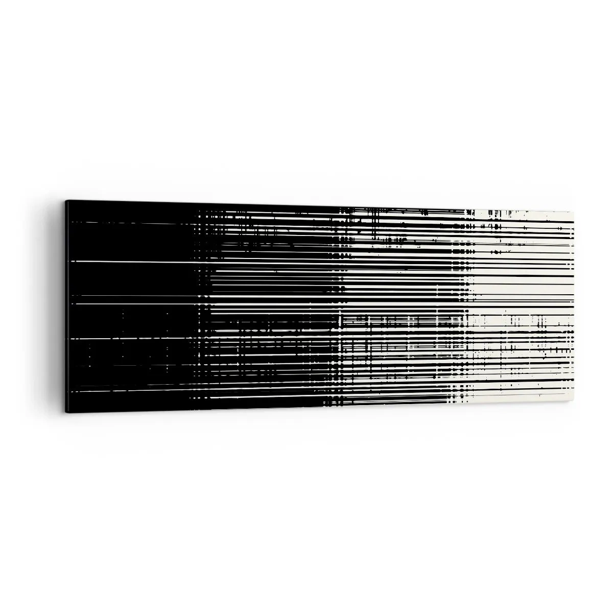 Impression sur toile - Image sur toile - Composition abstraite de lignes en noir et blanc contrastés - 140x50cm - Ondes et vibrations - Décoration murale moderne pour le salon et la chambre ARTTOR