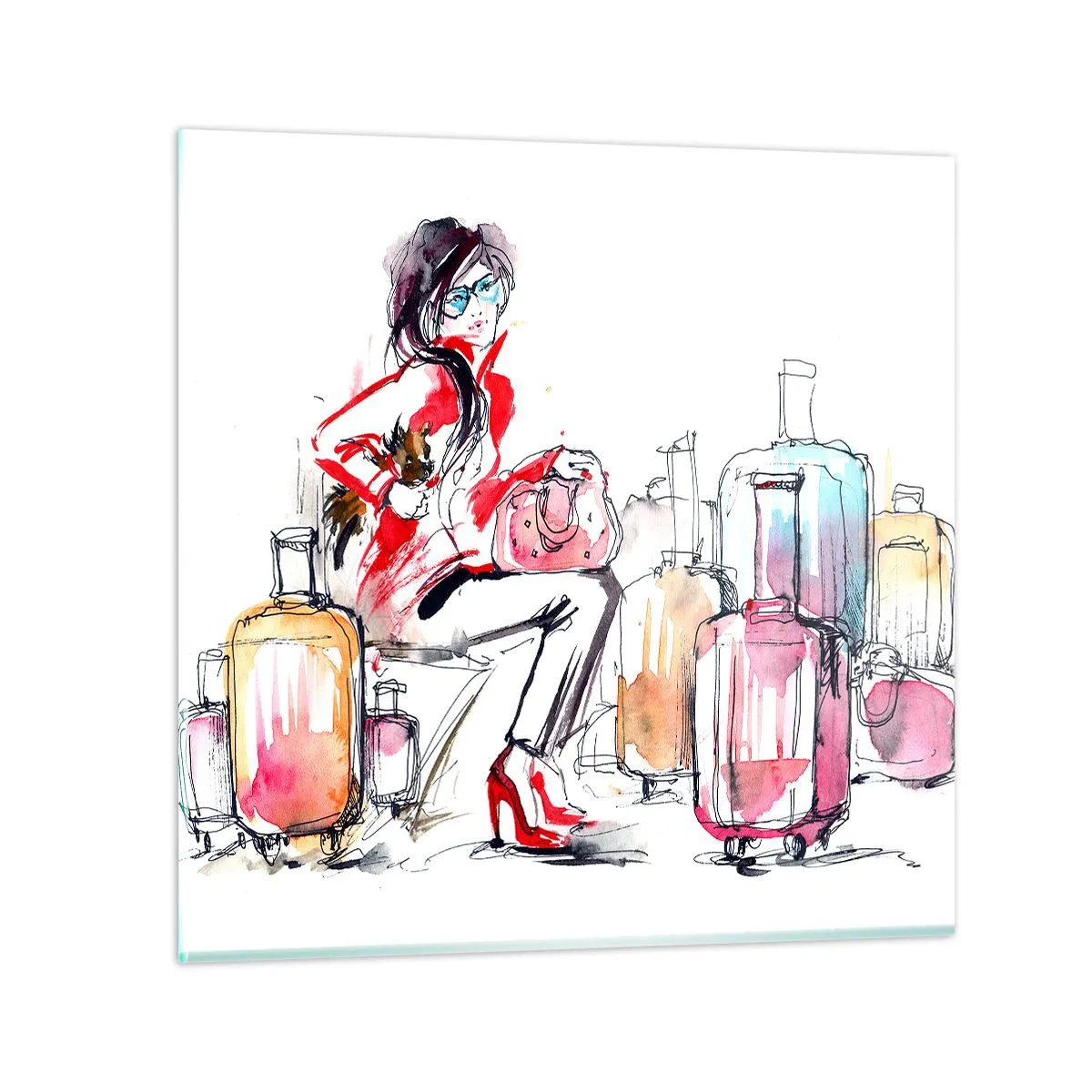 Impression sur verre - Image sur verre - Asseyons-nous avant le voyage - 70x70 cm