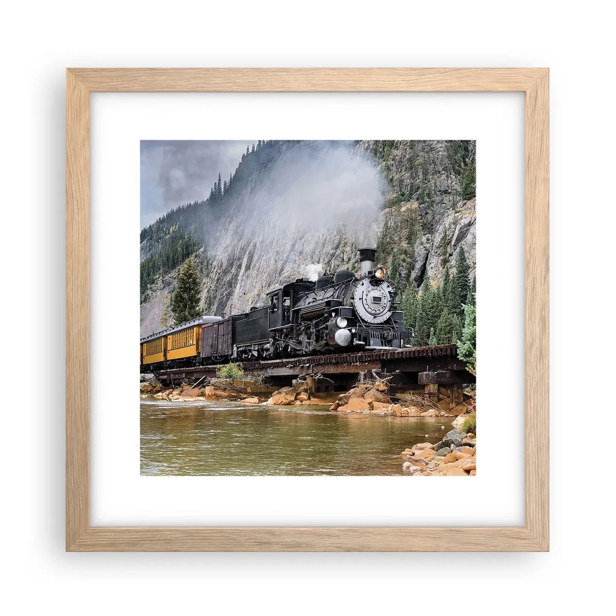 Affiche dans un chêne clair - Poster - Et lui jusqu'où? Jusqu'où? - 30x30 cm