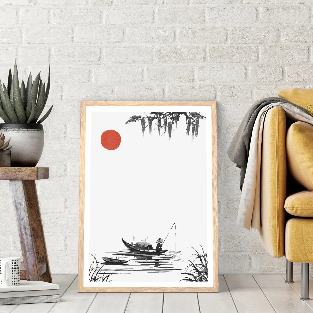 Affiche dans un chêne clair - Poster - Après-midi asiatique - 61x91 cm