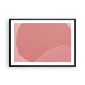 Affiche dans un cadre noir - Poster - Abstraction délicate dans des tons de rose, formes organiques et minimalisme - 70x50cm - Composition organique en rose - Décoration murale moderne pour le salon et la chambre ARTTOR