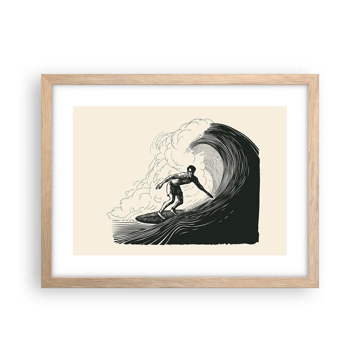 Affiche dans un chêne clair - Poster - Le roi de la vague - 40x30 cm
