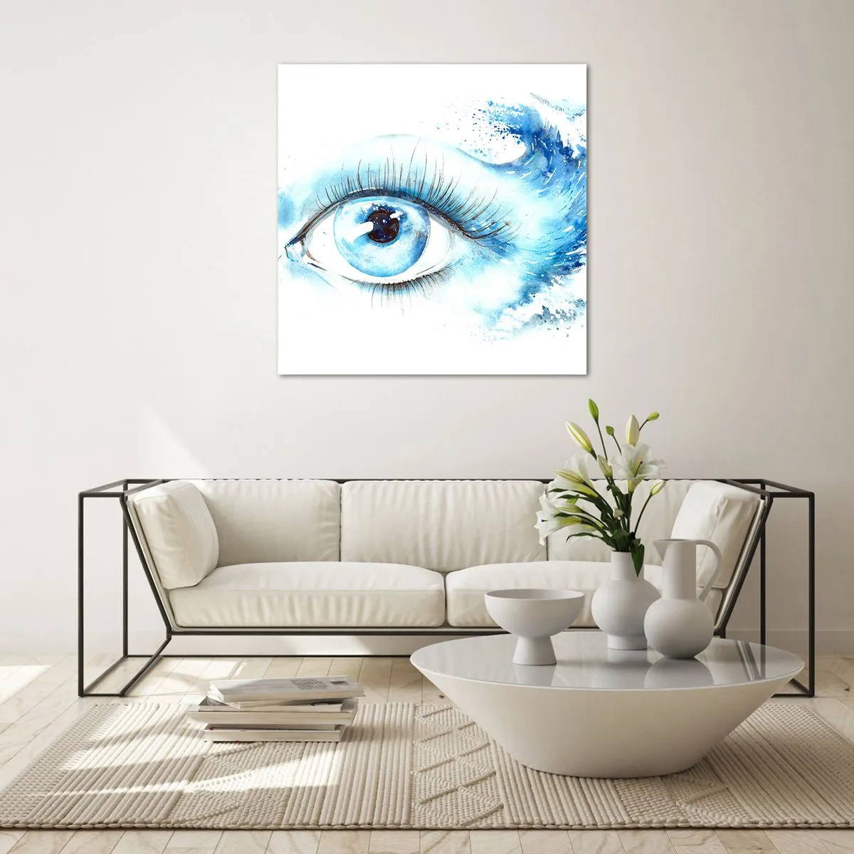 Impression sur verre - Image sur verre - Plongez-vous dans le bleu du regard - 60x60 cm