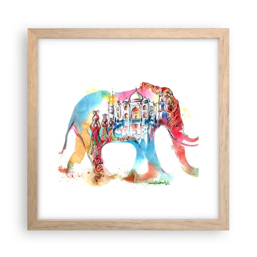 Affiche dans un chêne clair - Poster - Inde - l'aura de l'amour - 30x30 cm