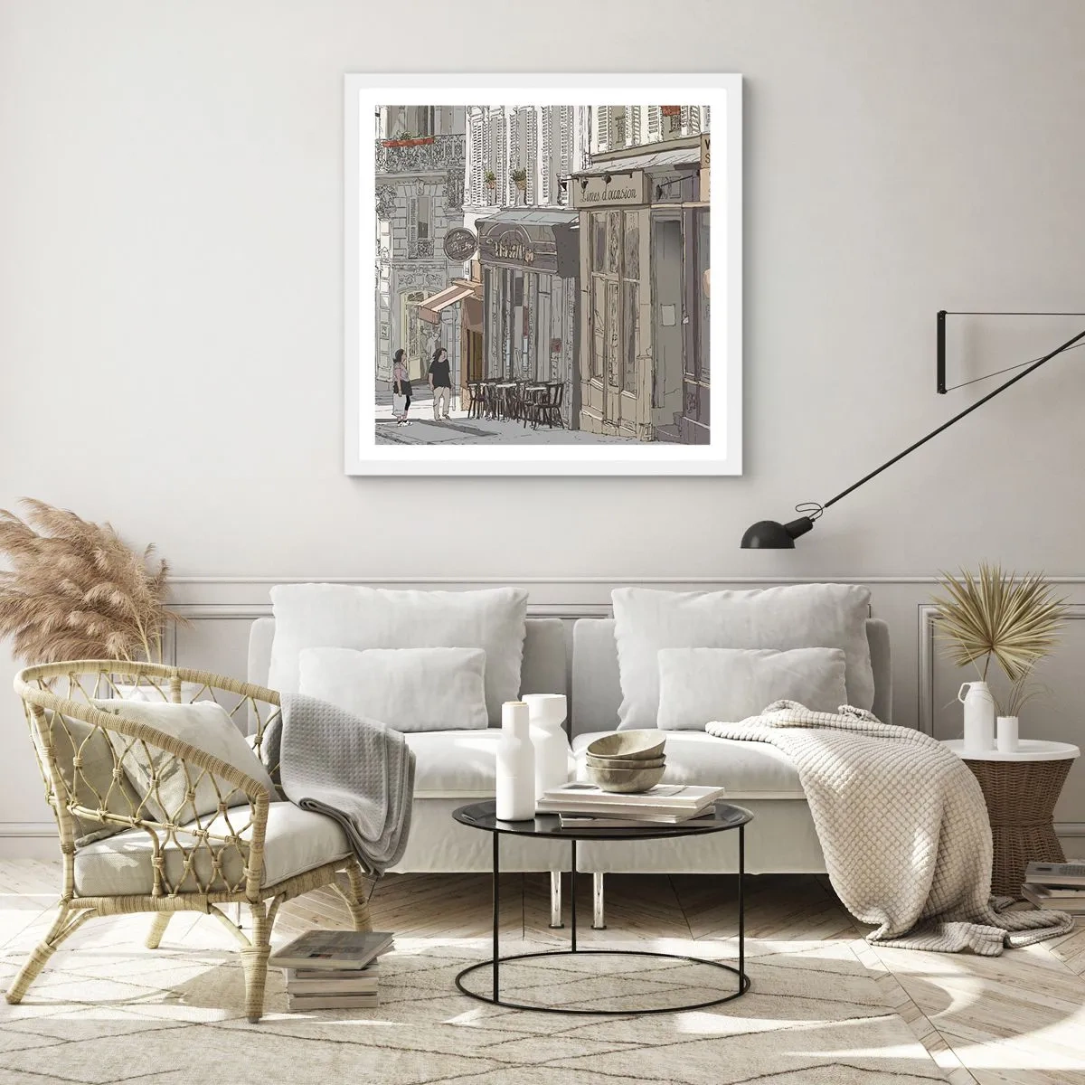 Affiche dans un cadre blanc - Poster - Joie de la ville - 60x60 cm