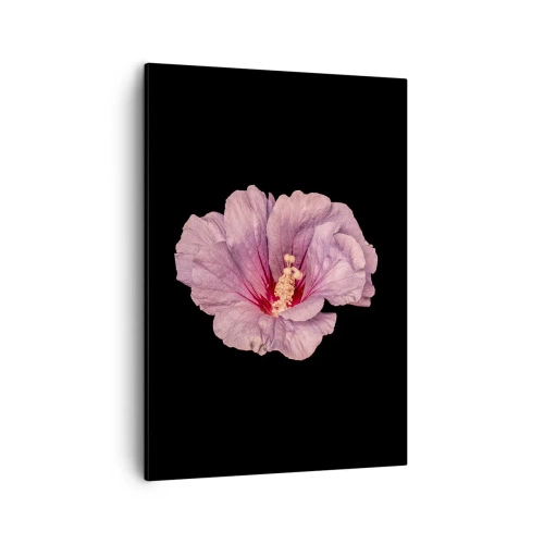 Impression sur toile - Image sur toile - Fleur rose sur fond noir - 50x70cm - Directement au coeur - Décoration murale moderne pour le salon et la chambre ARTTOR