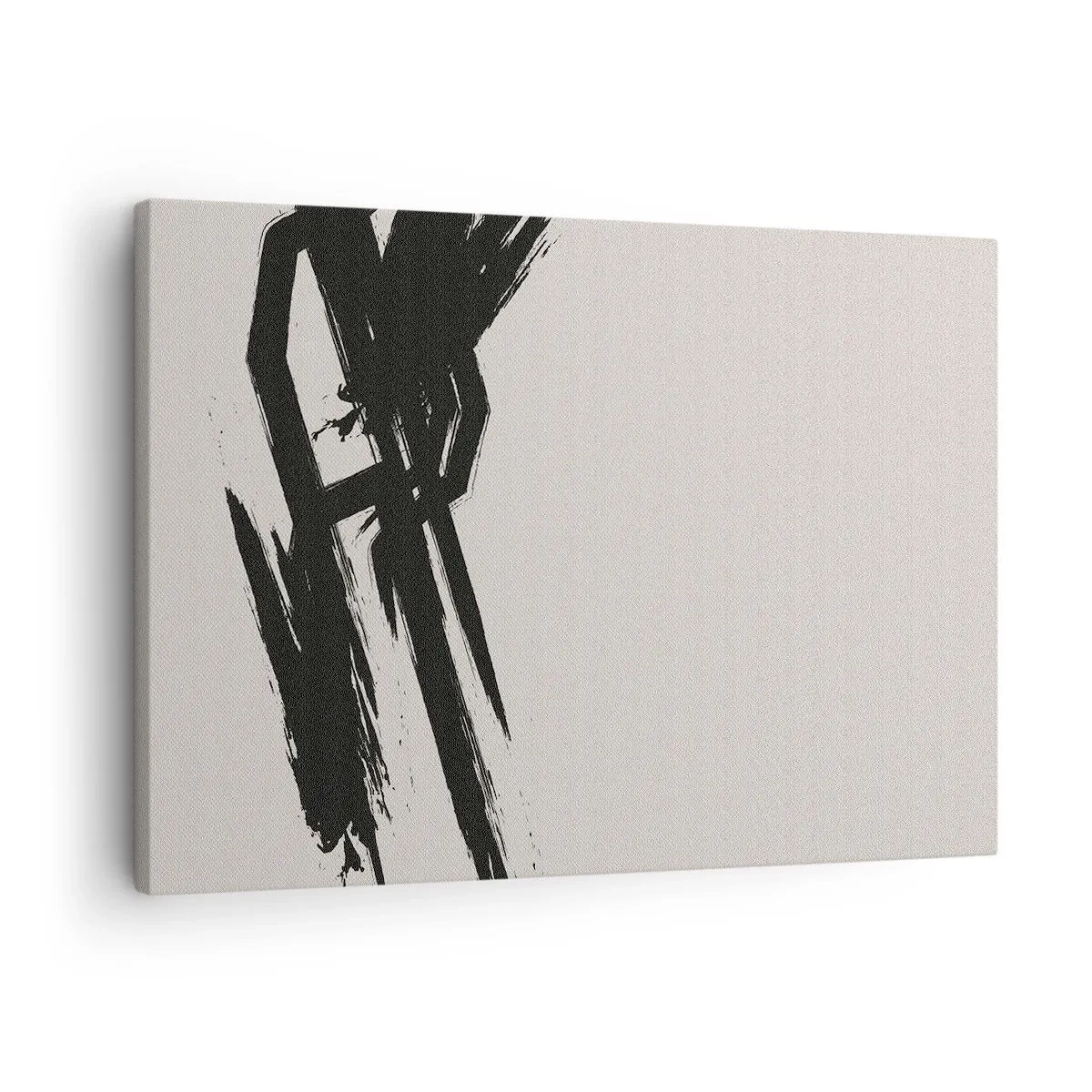 Impression sur toile - Image sur toile - Coups de pinceau dynamiques en noir sur fond clair - 70x50cm - Ruée imparable - Décoration murale moderne pour le salon et la chambre ARTTOR