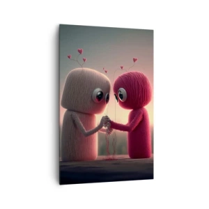 Impression sur toile - Image sur toile - Personnages en fil dans un décor charmant sur le thème du cœur - 80x120cm - Tout le monde a le droit d'aimer - Décoration murale moderne pour le salon et la chambre ARTTOR