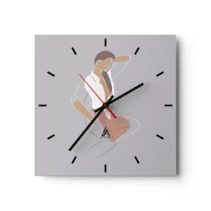 Horloge murale - Pendule murale - Un portrait minimaliste d'une femme aux couleurs pastel. - 30x30cm - Contour gracieux - Décoration murale moderne pour le salon et la chambre ARTTOR