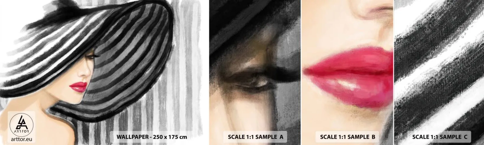 Échantillon De Papier Peint Standard Eco - Où te chercher ? - Femme, Visage de femme, Portrait d'une femme - 100x30 cm