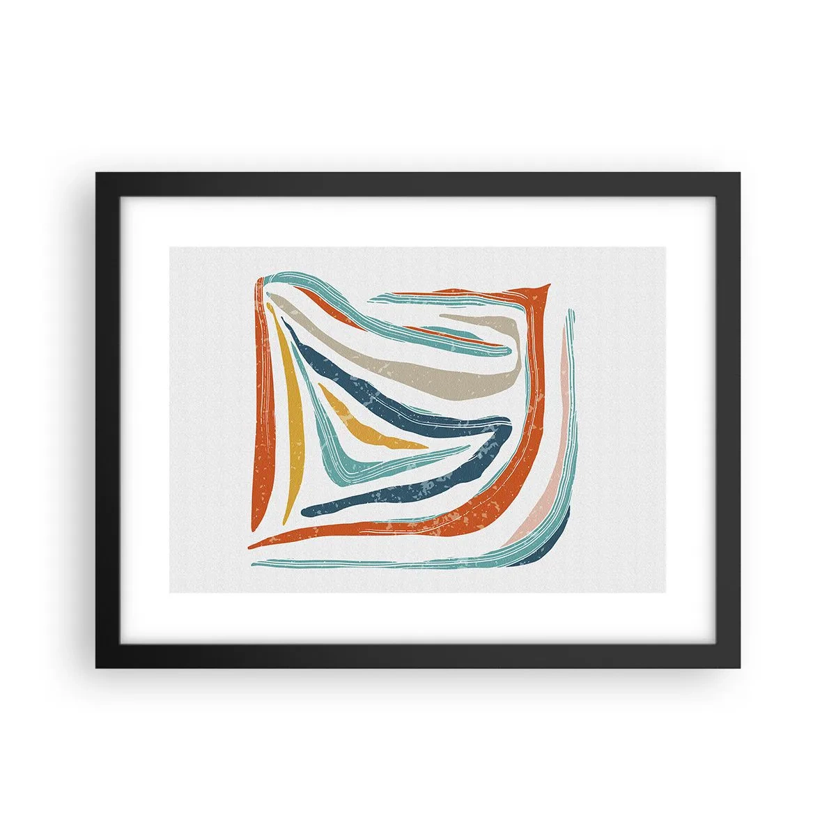 Affiche dans un cadre noir - Poster - Abstraction avec un sourire amical - 40x30 cm