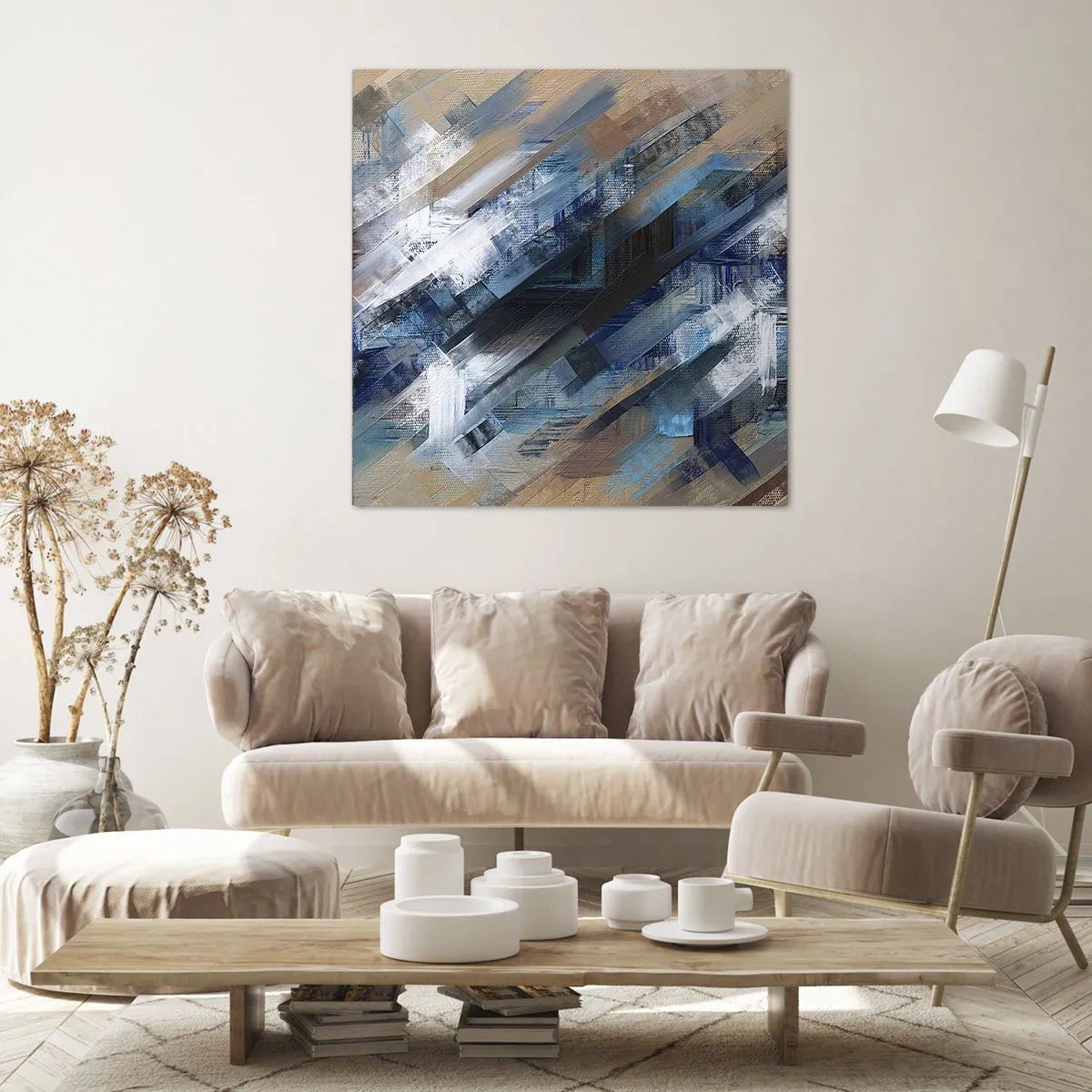 Impression sur toile - Image sur toile - Diagonale de bleus - 70x70 cm