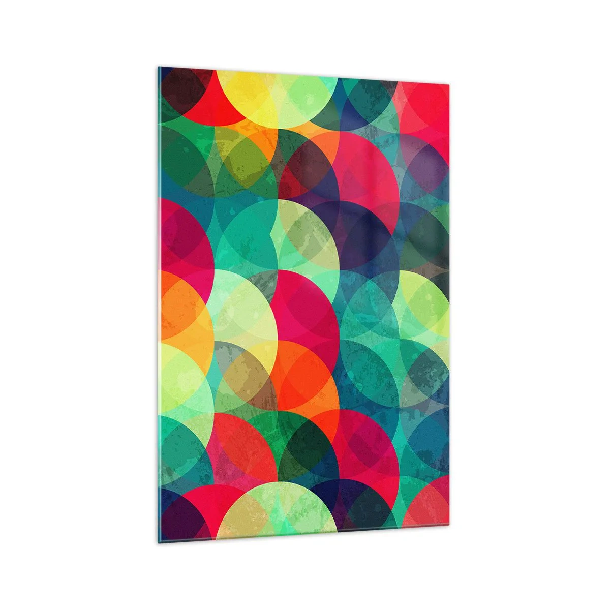Impression sur verre - Image sur verre - Motifs géométriques colorés composés de cercles et de demi-cercles - 70x100cm - Ascension - Décoration murale moderne pour le salon et la chambre ARTTOR