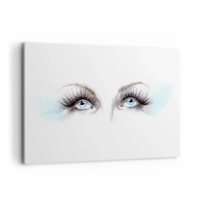 Impression sur toile - Image sur toile - Aquarelle aux yeux bleus et aux accents délicats - 120x80cm - Yeux d'ange? - Décoration murale moderne pour le salon et la chambre ARTTOR