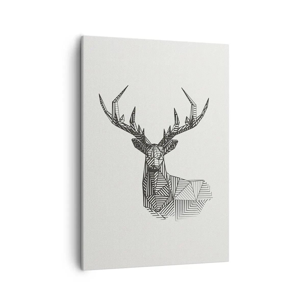 Impression sur toile - Image sur toile - Image géométrique d'un cerf dans un style minimaliste en noir et blanc - 50x70cm - Cerf dans un style cubique - Décoration murale moderne pour le salon et la chambre ARTTOR