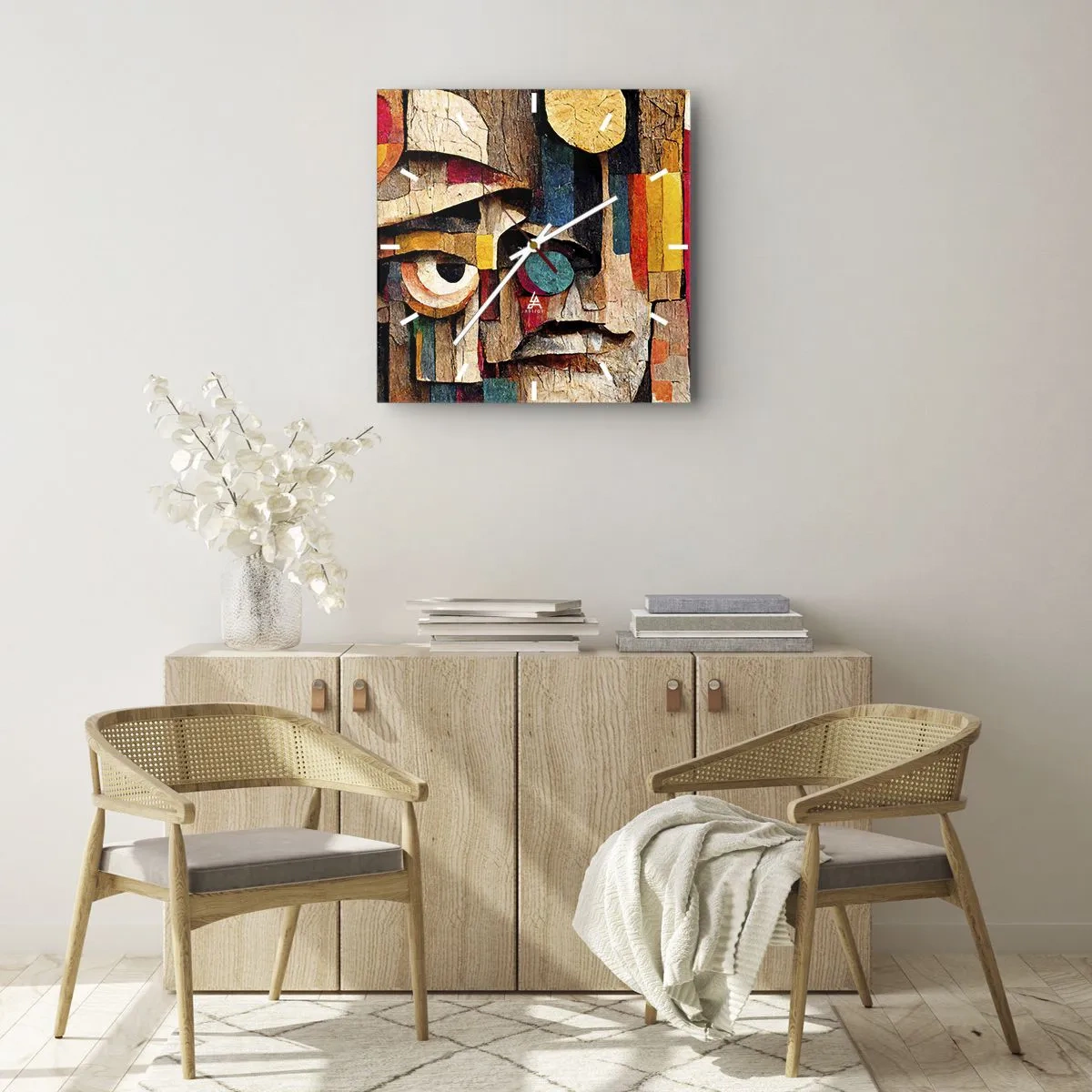 Horloge murale - Pendule murale - Visages abstraits aux couleurs intenses - 30x30cm - Je te vois… - Décoration murale moderne pour le salon et la chambre ARTTOR