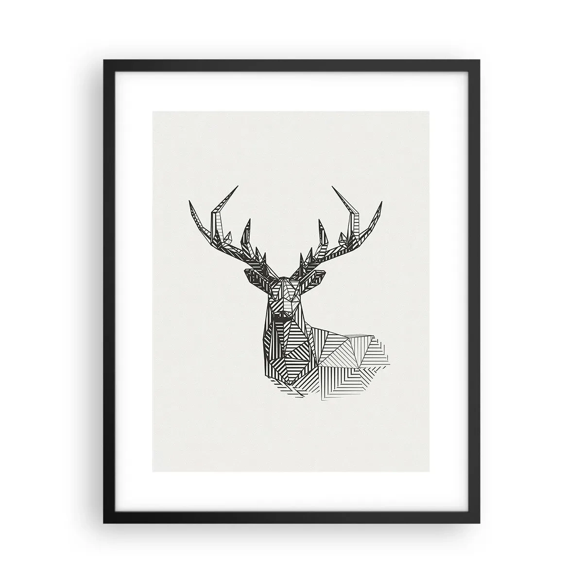 Affiche dans un cadre noir - Poster - Cerf dans un style cubique - 40x50 cm