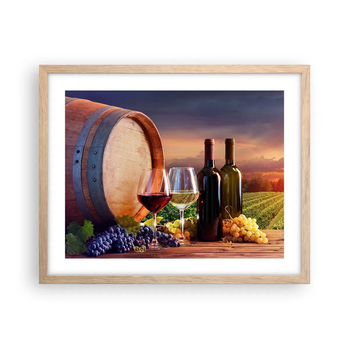 Affiche dans un chêne clair - Poster - Ici la vie a du goût - 50x40 cm